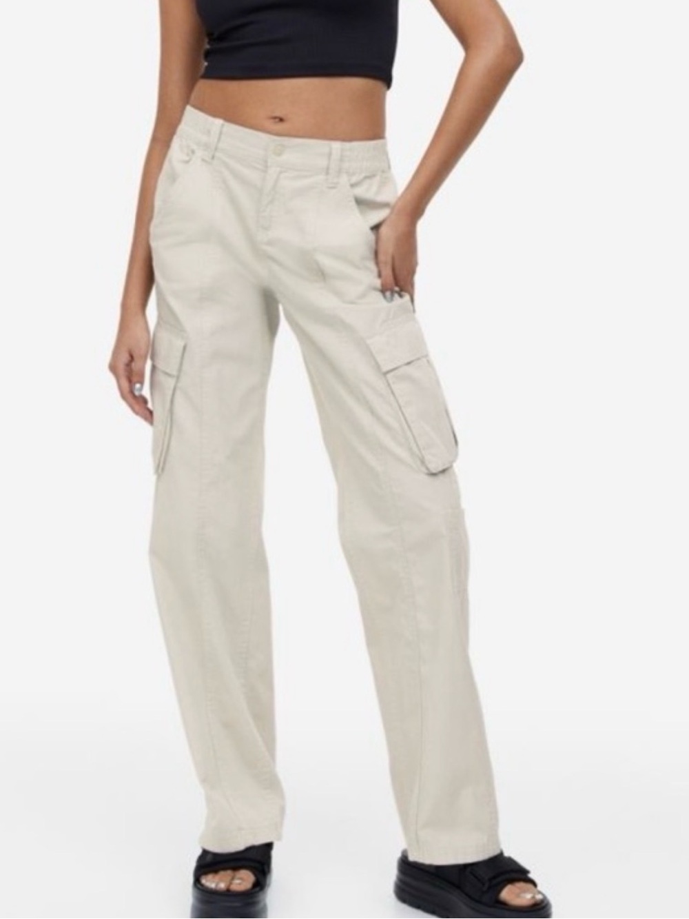H&M Divided Cream / Light Beige Cargo Pants Size 12